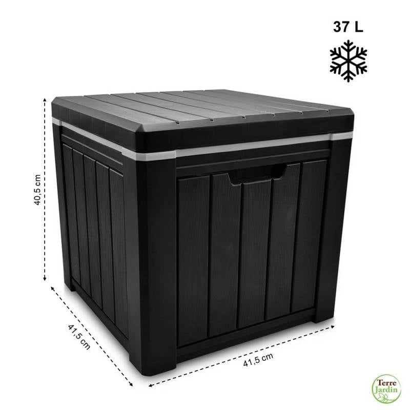 Glacière cube multifonction table ou tabouret effet bois 37 L