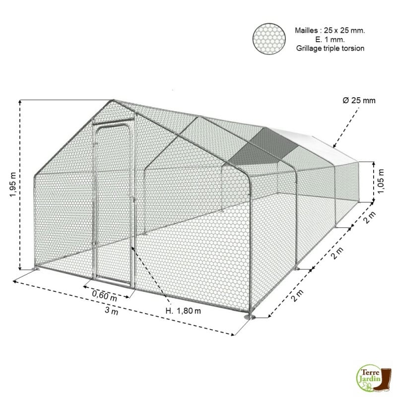 VOLIERE D'ELEVAGE EN METAL 24M2