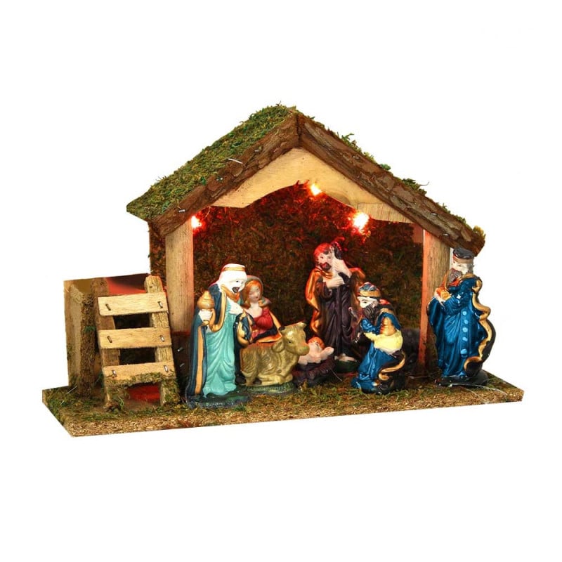 Crèche de Noël complète lumineuse 8 santons