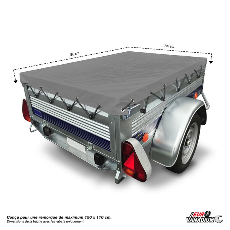 Bâche pour remorque 150x105 cm, 160x120 cm et 200x120 cm