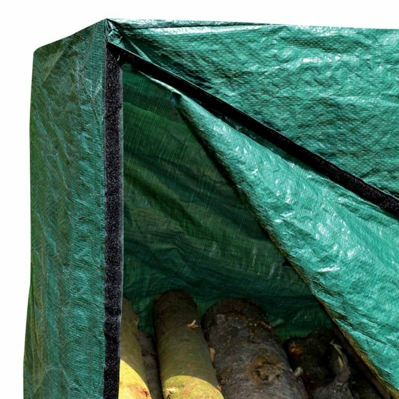 Serre bûche en acier avec bâche de protection pour le bois (3)