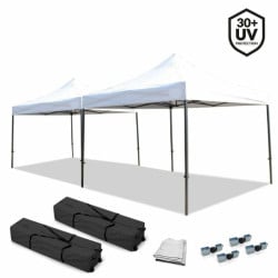 Lot de 2 tonnelles barnum professionnelles 3x3 pliantes avec 4 connecteurs et 1 gouttière (6)