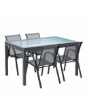 Table de jardin extensible en verre avec 4 chaises