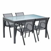 Table de jardin extensible en verre avec 4 chaises