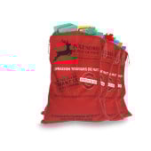Lot de 4 hottes du Père Noël effet toile de jute rouge