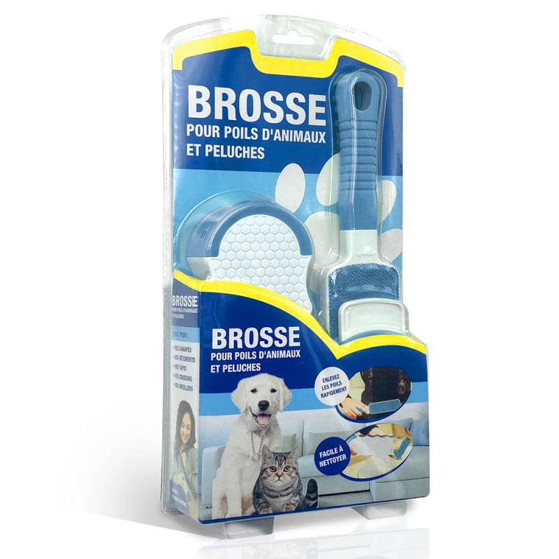 Brosse à Peluches Base Autonettoyante Double Face Enlève Poils Vêtements  Meubles