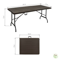 Table de jardin pliante 8 personnes 180 cm, imitation bois (3)