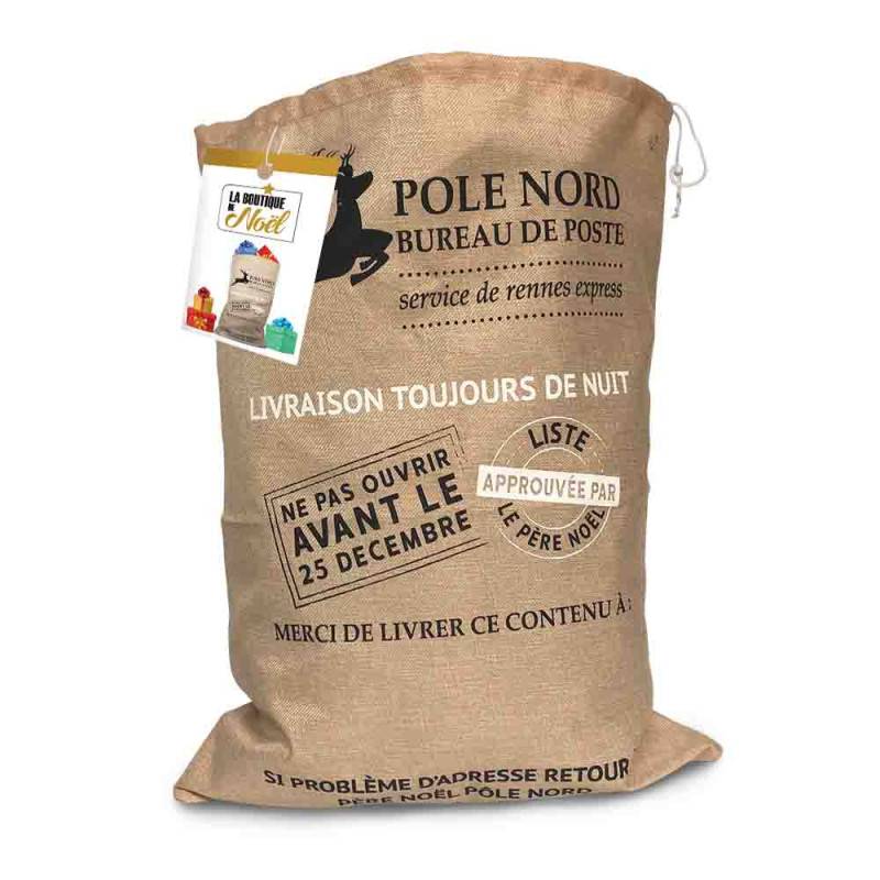 Hotte du Père Noël effet toile de jute (5)