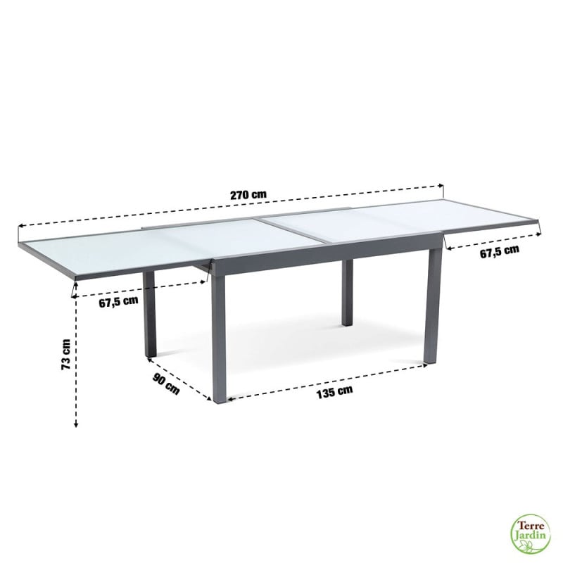 Table de jardin extensible en verre avec 4 chaises (7)