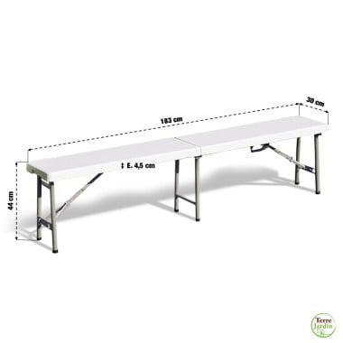 Lot table pliante 8 personnes blanche + 2 bancs 4 pers (4)