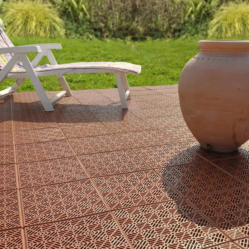 Caillebotis plastique coloris "brique" - lot de 60 (1)