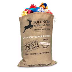 Lot de 4 hottes du Père Noël effet toile de jute naturelle (2)