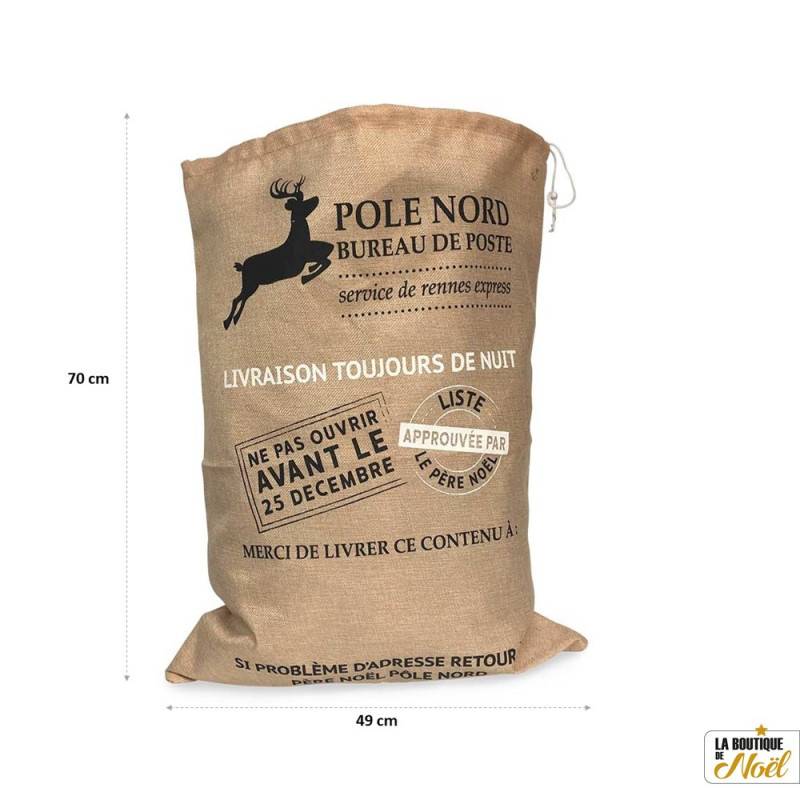 Lot de 4 hottes du Père Noël effet toile de jute naturelle (3)