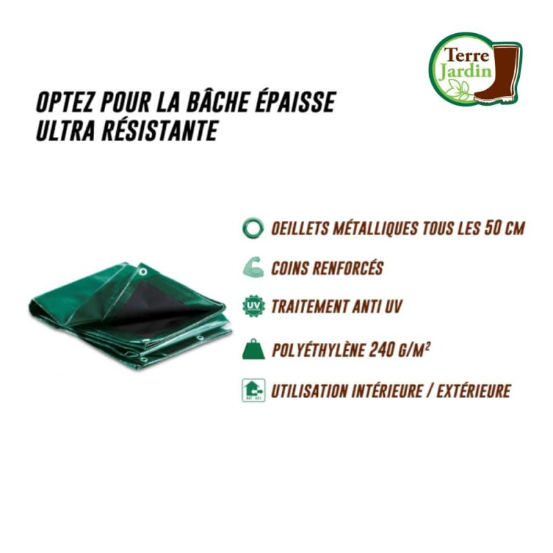 Bâche résistante et imperméable en 140 gr/m2, couleur marron