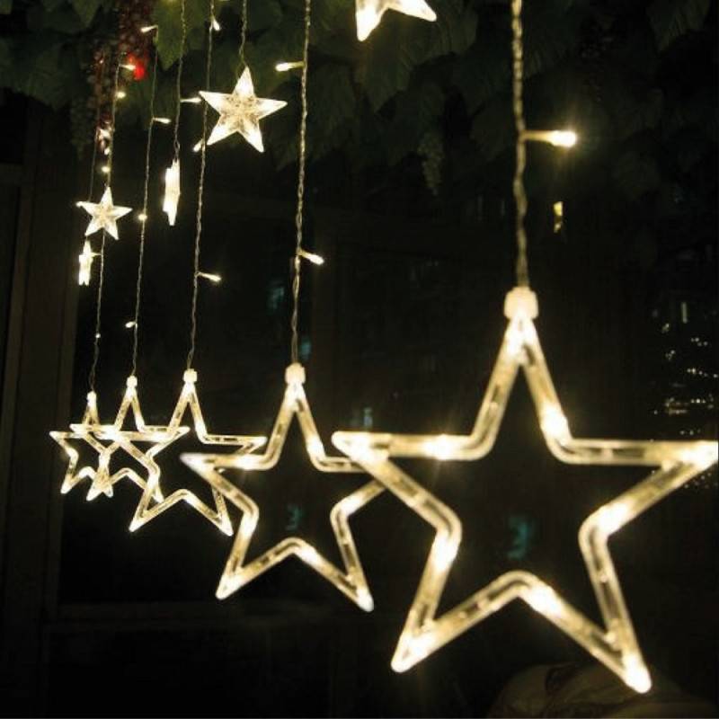 Rideaux lumineux étoilé avec LED à piles (5)