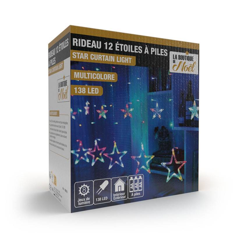 Rideaux lumineux étoilé avec LED à piles (8)