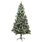 Sapin de Noël artificiel vert enneigé blanc Blooming - Arbre pour décoration de Noël avec support métallique