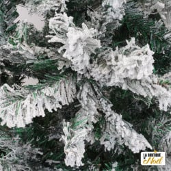 Sapin de Noël artificiel vert enneigé blanc Blooming - Arbre pour décoration de Noël avec support métallique