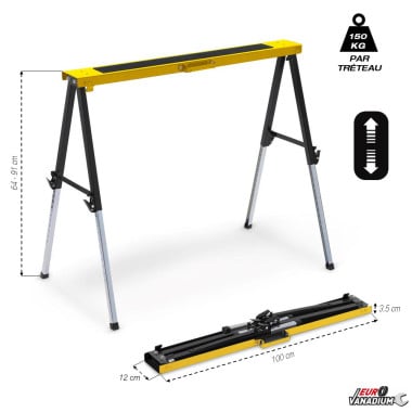 Tréteaux réglables télescopiques - Vendu par 2