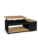 Table basse avec plateau relevable effet bois - style industriel