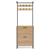 Vestiaire d'entrée avec porte manteau et range chaussures effet bois et métal