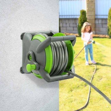 Tuyau d'arrosage avec enrouleur 15 M et accessoires