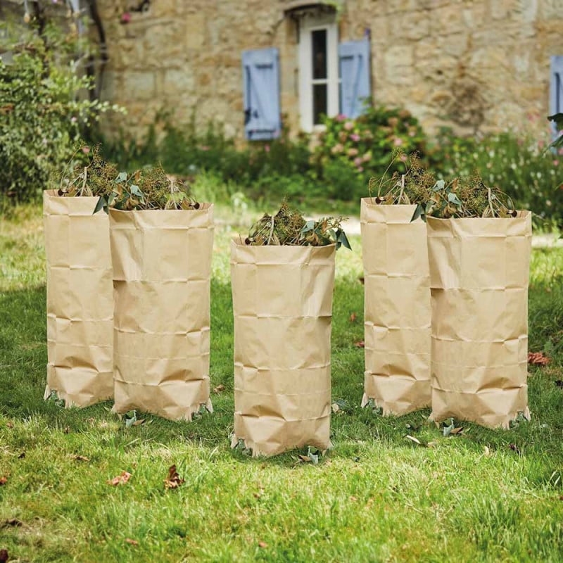 Sacs en papier compostables pour déchets verts et organiques 5 x 100 L