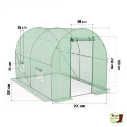 Serre tunnel de jardin 6M² avec bâche renforcée