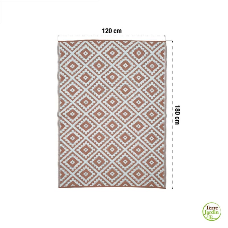 Tapis extérieur réversible pour balcon et terrasse Terracotta