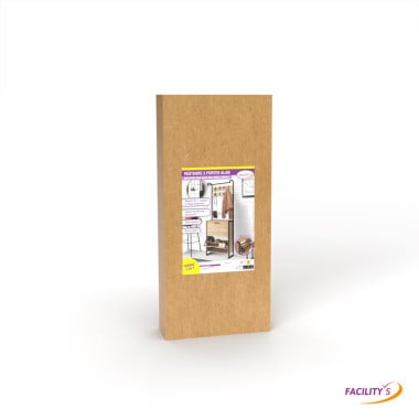 Vestiaire d'entrée avec porte manteau et range chaussures effet bois et métal