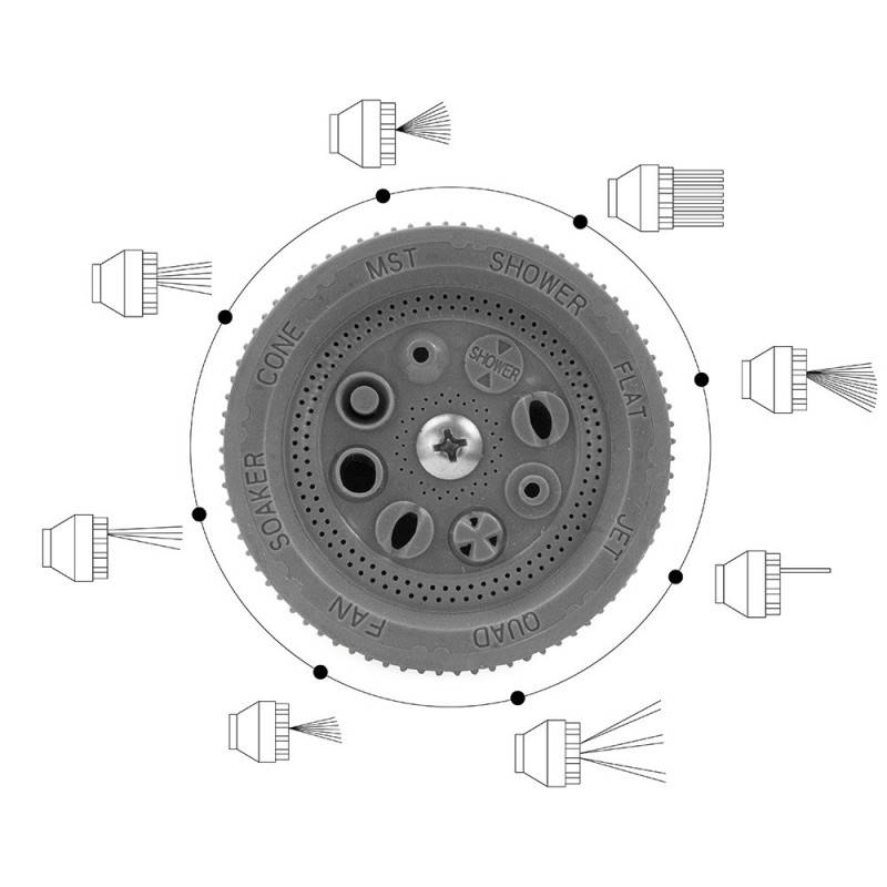 Kit d'arrosage avec pistolets, lance et raccordements tuyau 15 mm et 19 mm