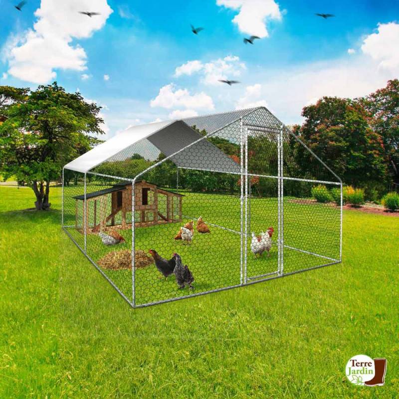 Enclos poulailler - Volière extérieure - Parc grillagé 12M²