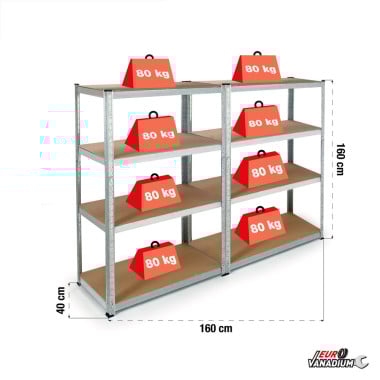 Double étagère charges lourdes en métal