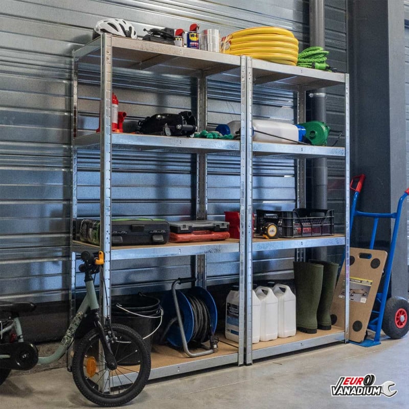 Double étagère charges lourdes en métal