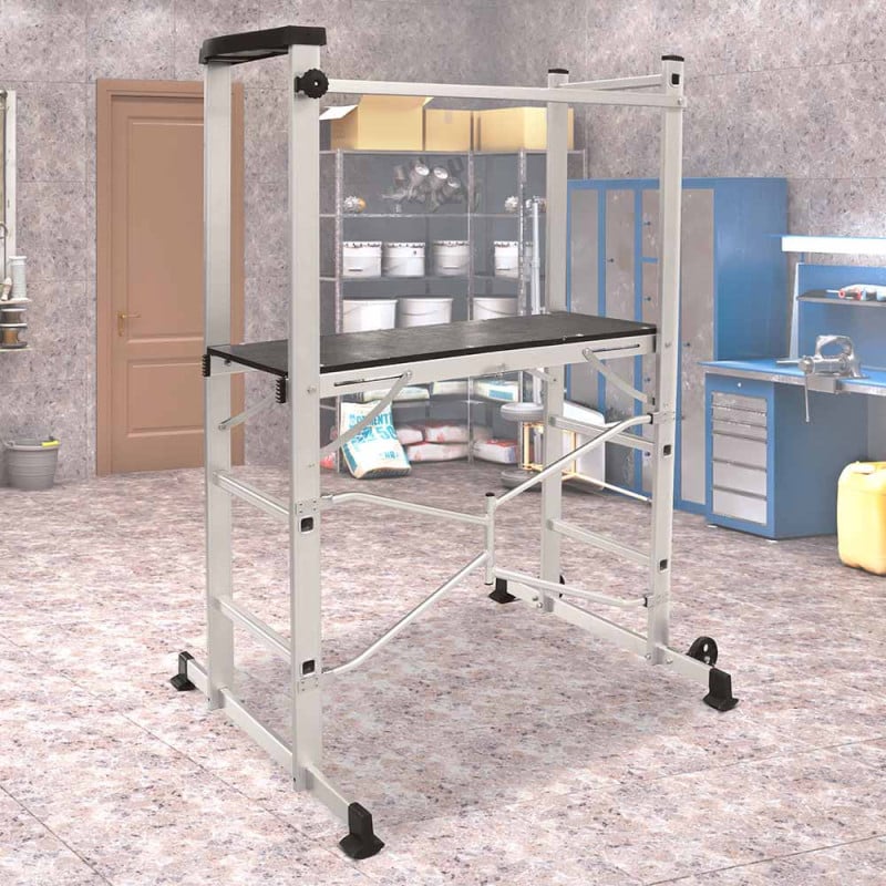 Échafaudage aluminium pliable 3m : idéal pour travaux intérieurs et extérieurs