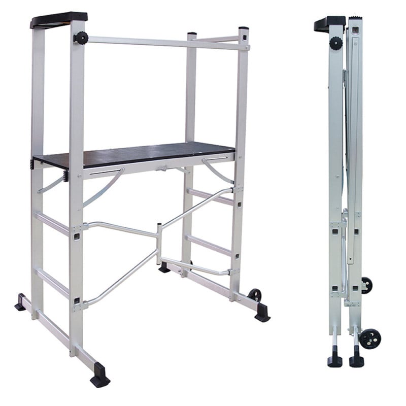 Échafaudage aluminium pliable 3m : idéal pour travaux intérieurs et extérieurs