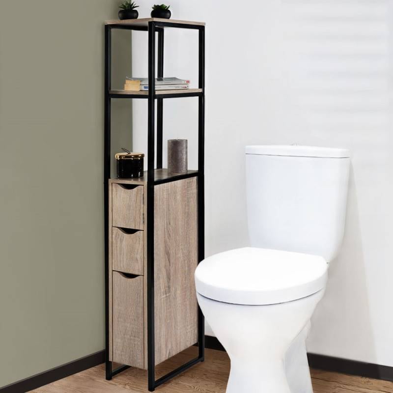 Meuble WC Industriel 3 Portes : Rangement et Design pour Vos Toilettes