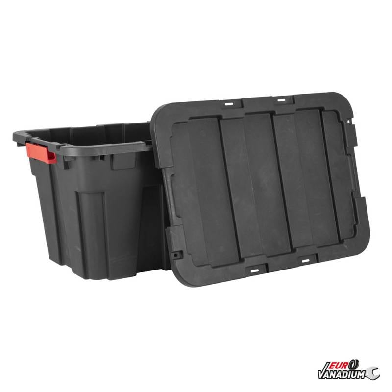 Boite de rangement plastique pour garage avec couvercle et clips de fermeture - 55 L