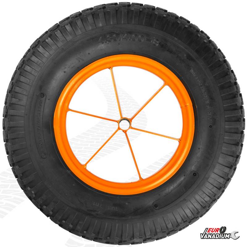 Roue de brouette gonflée diamètre 380 mm avec axe diamètre 20 mm