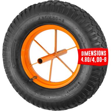 Roue de brouette gonflée diamètre 380 mm avec axe diamètre 20 mm