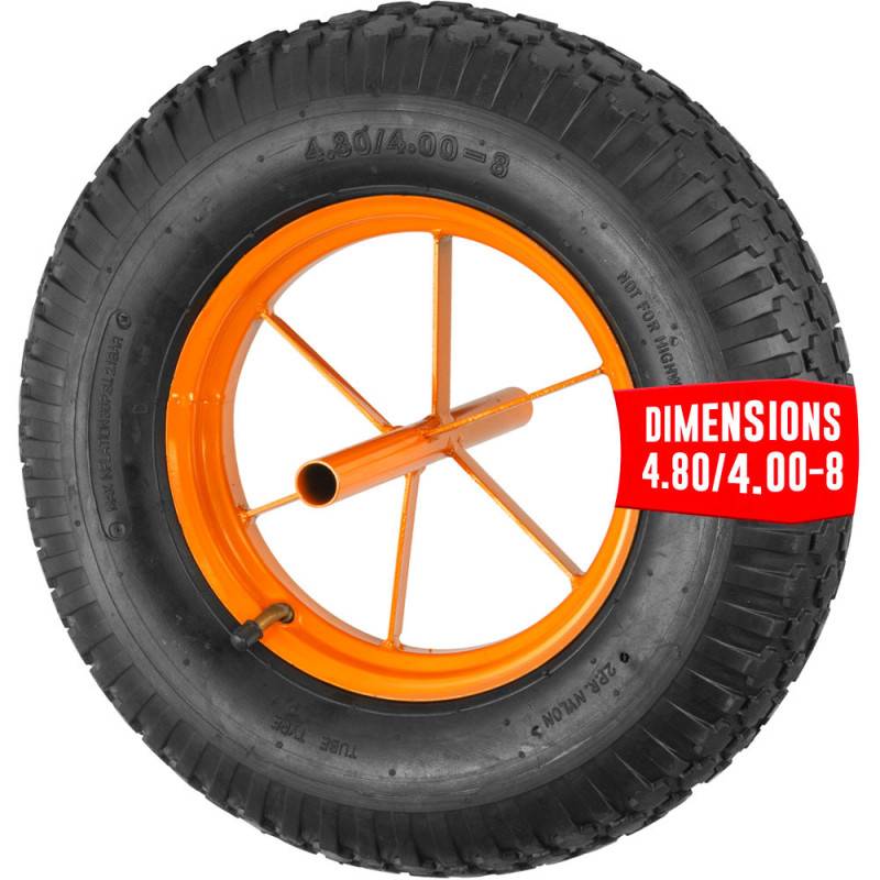 Roue de brouette gonflée diamètre 380 mm avec axe diamètre 20 mm