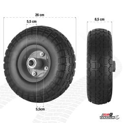 Roue increvable axe déporté 260 mm alésage 20 mm