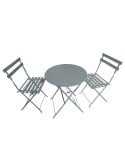Ensemble de bistrot pliable Laly - Table ronde et 2 chaises pour jardin ou terrasse