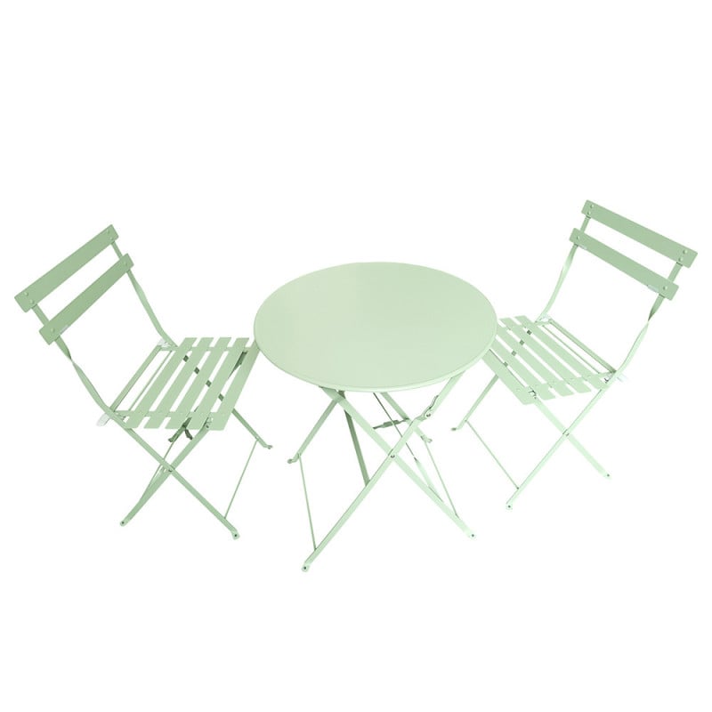 Ensemble de bistrot pliable - Table ronde et 2 chaises pour jardin ou terrasse