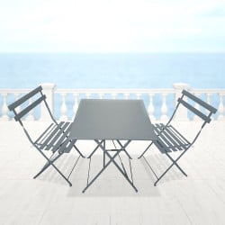 Ensemble de jardin pliable - Table de bistrot carrée et 2 chaises pour balcon ou terrasse