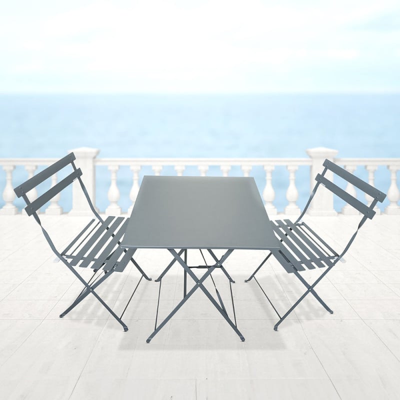 Ensemble de jardin pliable - Table de bistrot carrée et 2 chaises pour balcon ou terrasse
