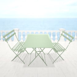 Ensemble de jardin pliable - Table de bistrot carrée et 2 chaises pour balcon ou terrasse