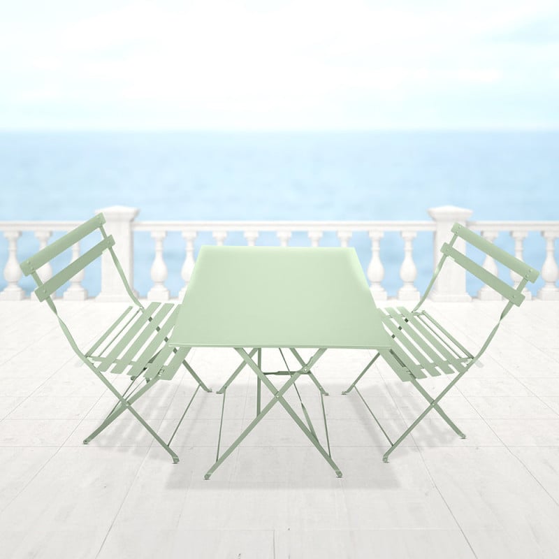 Ensemble de jardin pliable - Table de bistrot carrée et 2 chaises pour balcon ou terrasse