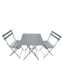 Ensemble de jardin pliable Madalena - Table de bistrot carrée et 2 chaises pour balcon ou terrasse