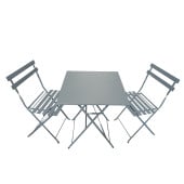 Ensemble de jardin pliable - Table de bistrot carrée et 2 chaises pour balcon ou terrasse